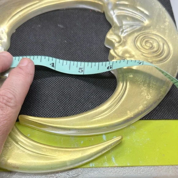 Gold Moon Face Resin Wall Art , Set - Picture 4 of 11